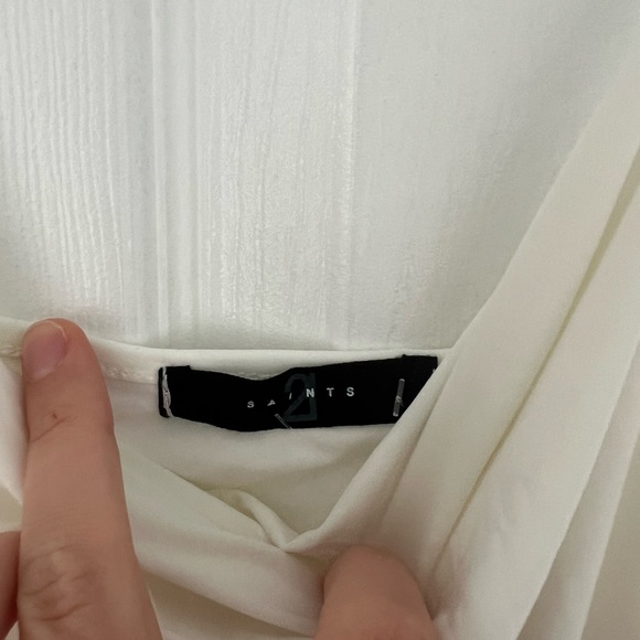 NWT white asymmetrical bodysuit super soft with double lined top and cowl neck - Picture 4 of 6